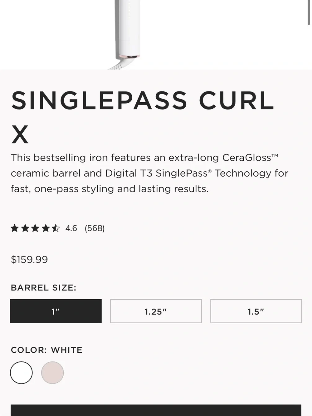 Literally new ! T3 White and Rose Gold Curling Wand